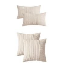 Unique Bargains 4 Pcs Strip Throw Pillow Covers White 12" x 20"/18" x 18"