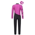 thumbnail image 4 of Manyakai Kids Girls Contrast Color Dance Unitards Jumpsuit Mock Neck Long Sleeve Gymnastics Bodysuit Hot Pink 6, 4 of 7