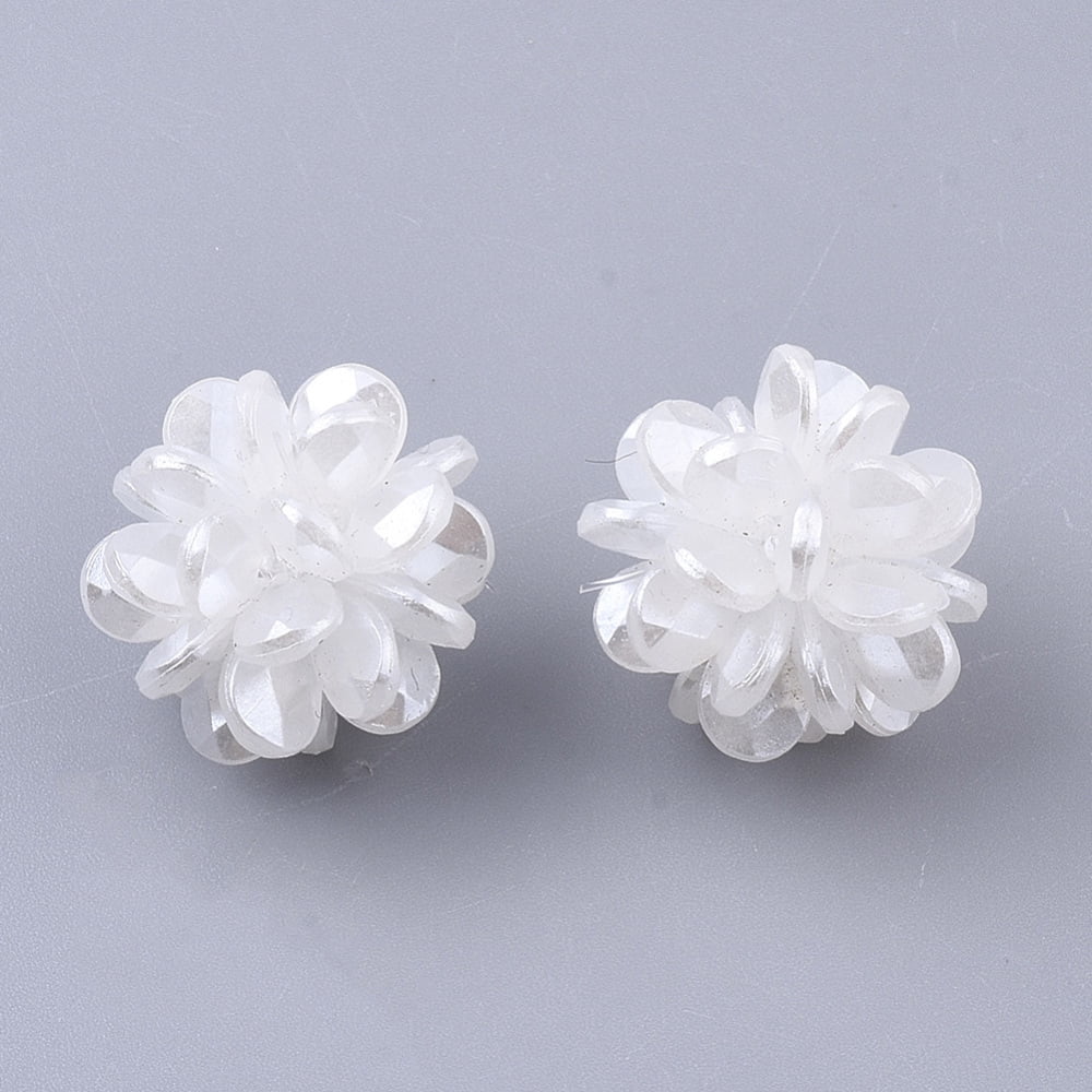 50 pc Handmade Plastic Imitation Pearl Woven Beads Ball Cluster Beads for Name Bracelets Jewelry Making White 16~17mm Material: Plastic