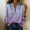 thumbnail image 3 of FAHXNVB Womens Satin Silk Button Down T-Shirts Long Sleeve Collared Gradient Color Blouses Loose Fit Office Work Cocktail Tees Tops, 3 of 4
