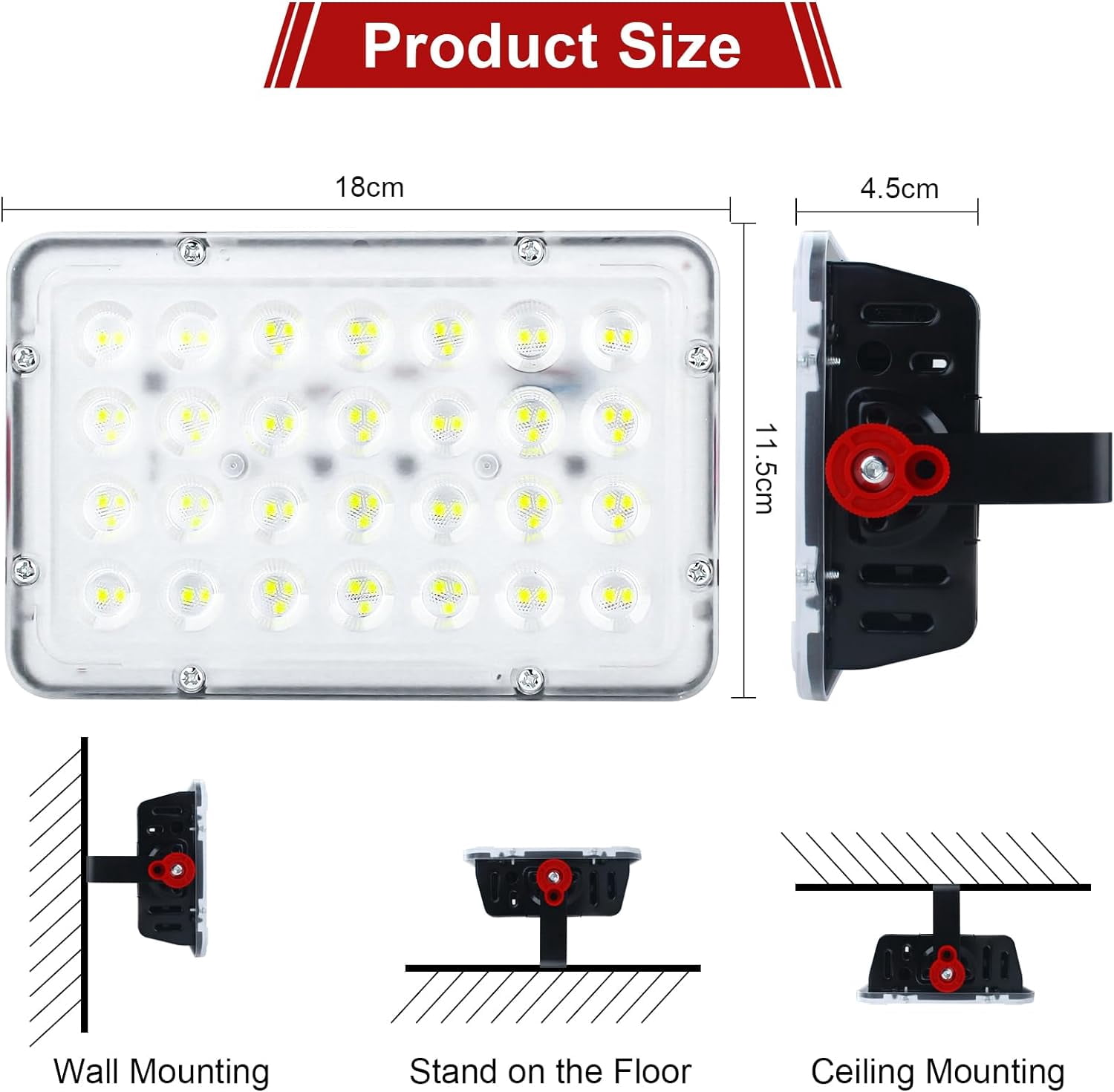 50W Led Outdoor Flood Light, Exterior Flood Lights, Led Stadium Lights, Plug in Flood Light, with 59 Inch Line, for Yard, Playground, Lawn,Garden,Garages,Basketball Court, Stadium