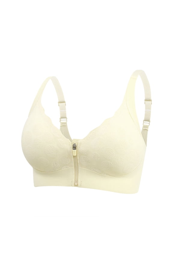 Front Closure Bras For Women No Underwire Low Cut V Padded Bralette Seamless Comfy Bras With Support