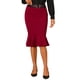 thumbnail image 4 of Falda de cola de pez inspiradora Chic para mujer, falda midi de peplum de cintura alta, falda de lápiz para trabajo y negocios con cinturón, talla XL, color rojo vino, 4 of 6