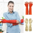 thumbnail image 3 of 1pair Flexible Comfortable Rubber Clean Gloves Red Dish Washing Long Home Bathroom Cleaning Kitchen Accessories, 3 of 10