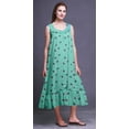 thumbnail image 3 of Bimba Chemises de Nuit en Coton Imprimé Papillons Verts Aquamarine & Colorés pour Femmes Robe de Nuit Sans Manches Maxi Robe Grand, 3 of 6