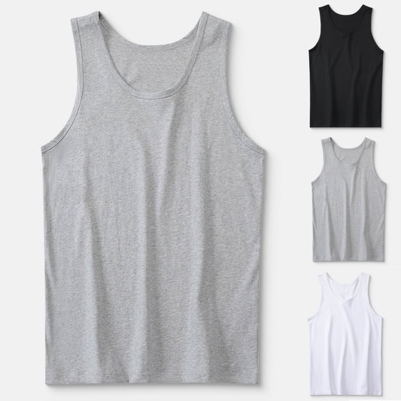 SGFCWSX Mens Tank Tops Cotton Solid Color Sleeveless Shirts Base Layer Slim Fit Tops for Everyday Wear Gray Size 2XL