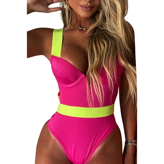 Seyurigaoka Women's 2Pcs Bikini Set, Crop Tank Tops with High Waist Bottoms