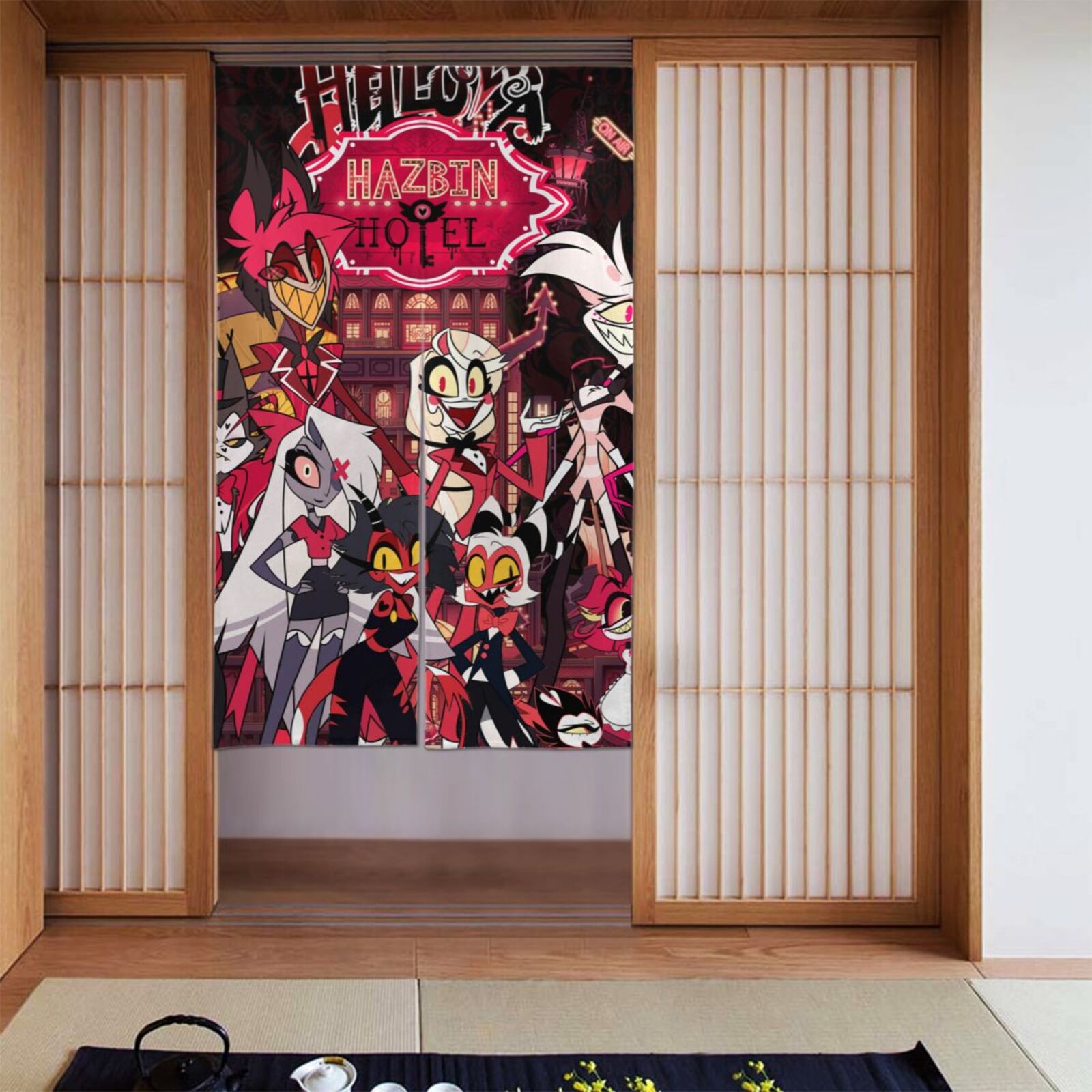 Hazbin Hotel Door Curtain Drape Split Doorway Curtain Room Window Hallway Closet Privacy Partition Curtain Kitchen Door Decoration 34x56in