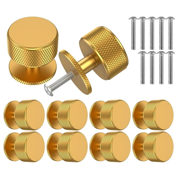 LINFANG 10 Pcs Drawer Knobs Gold Aluminum Alloy Cabinet Pulls with Screws Modern Cupboard Handles for Dresser Drawer Cabinet