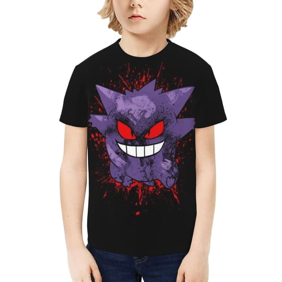 Gengar Kids T-Shirt 3d Printed Graphic T-Shirts Boys And Girls Short Sleeve Shirts For Youth Kids Small