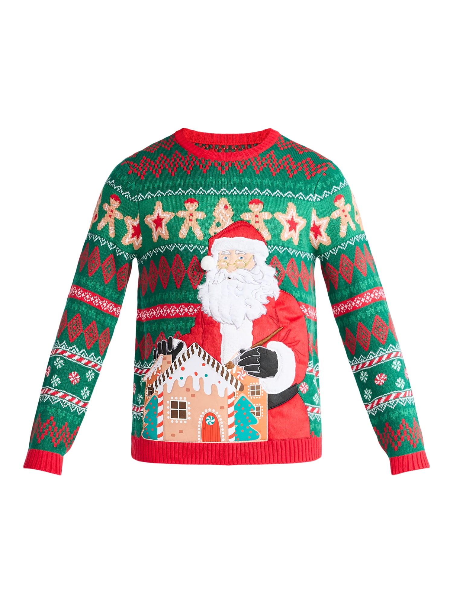 Men's Christmas Sweater Ugly Christmas Sweater with Drink Pocket from Holiday Time, Sizes XS-3XL