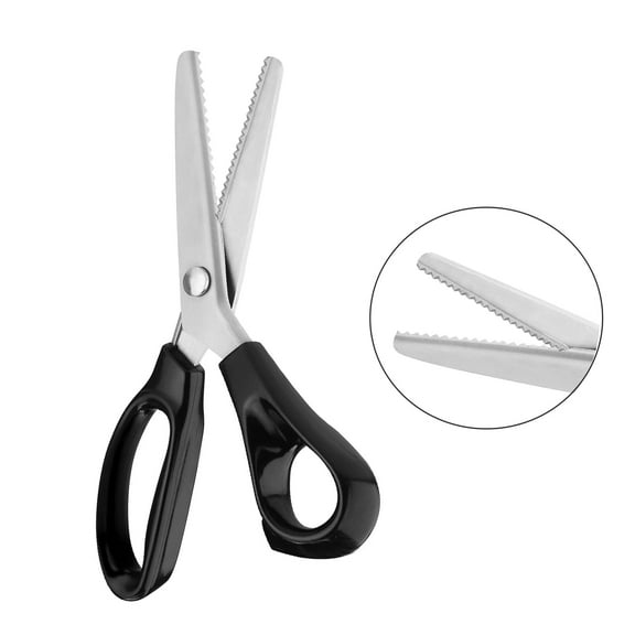 9 Inch Pinking Shears for Fabric, Triangle Zig Zag Scissors, Ergonomic Grips, Ultra-Sharp, Professional Peaking Shears for Sewing, Craft, Dressmaking(Black,3mm)