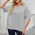 thumbnail image 6 of Savings Womens Summer Basic Plain Tee Shirts Crew Neck Tunic Blouses Loose Oversized Short Sleeve Tops Dressy Flowy T Shirts Going Out Hiking Running Tees Costume, 6 of 7