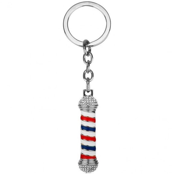 vlrwzc Mini Barber Shop Pole Keychain Hair Dresser Tools Scissors Comb Hair Dryer Shaver Key Ring Holder for Car Pendant Bag Decor Accessory