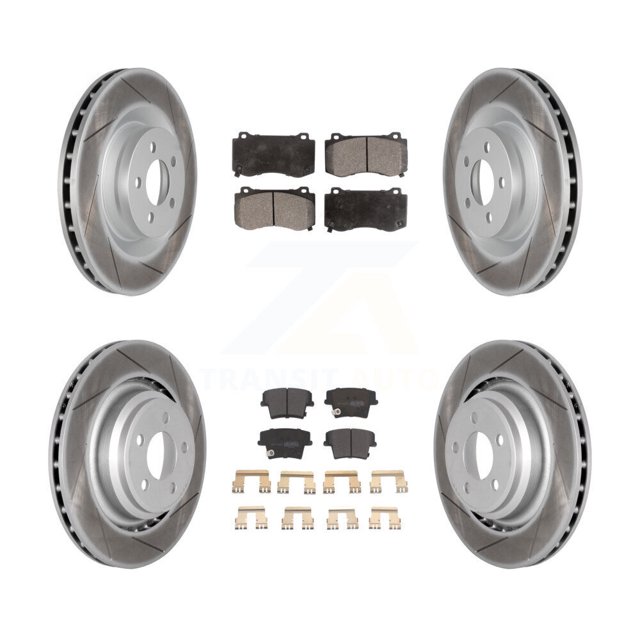 Transit Auto Front Rear Coated Disc Brake Rotors and Semi-Metallic Pads Kit for Car 2015 Dodge Charger R T Scat Pack with 6.4L KGF-100737