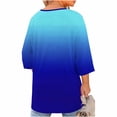 thumbnail image 6 of LNWUY Gradient Plus Size Tops for Women Keyhole V Neck Loose 3/4 Sleeve Business Casual Shirts Dressy Tunic Blouses Blue XXXXXL, 6 of 7