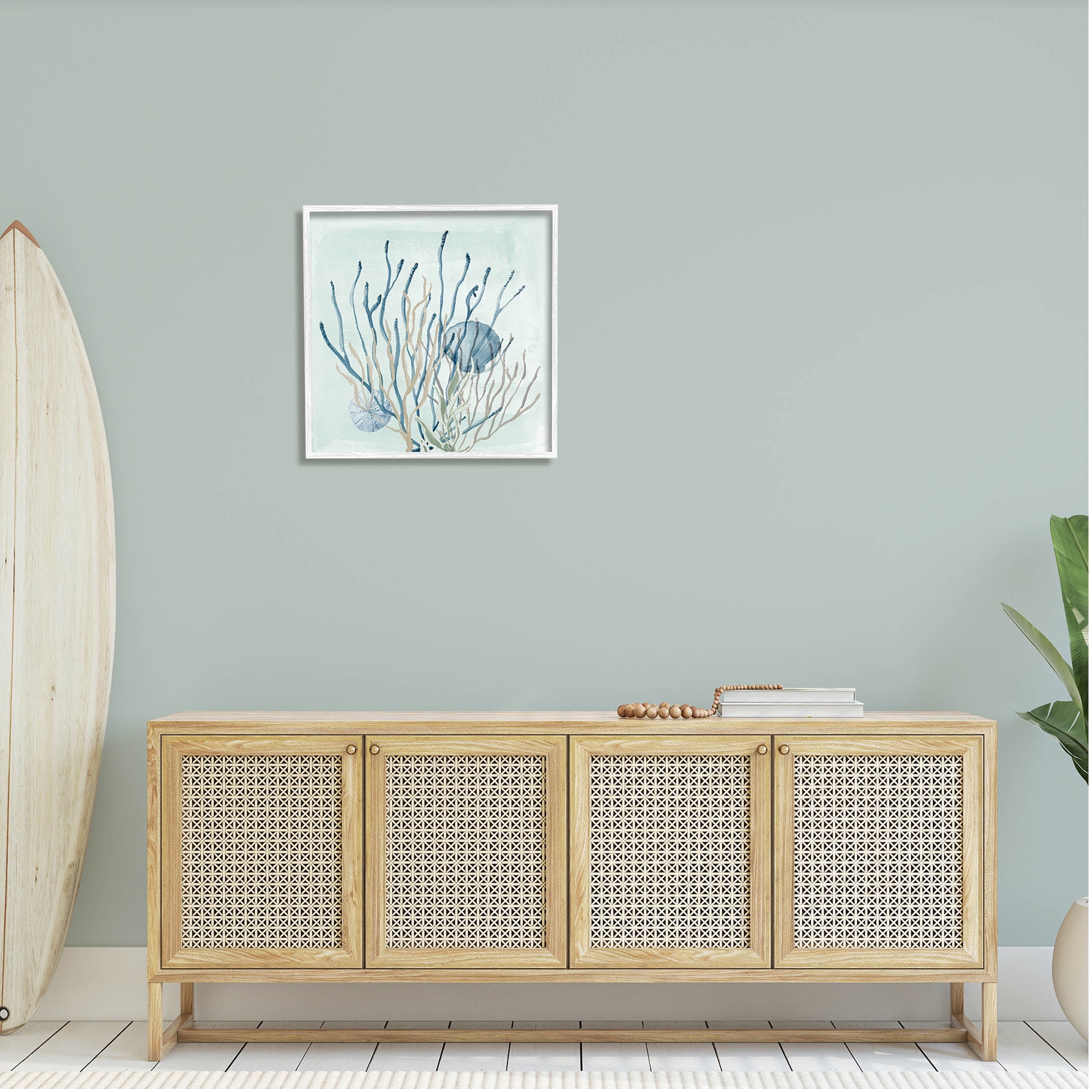 Coral Reef Underwater Seashells Animals & Insects Graphic Art White Framed Art Print Wall Art