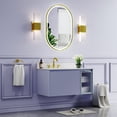 thumbnail image 2 of 24 x 36 Inch Oval Backlit LED Bathroom Mirror with Anti-Fog, 3 Colors Light, Dimmable, Wall Mounted Lighted Bathroom Vanity Mirror, Backlit + Front Lit Smart Makeup Mirror with Touch Switch, 2 of 10