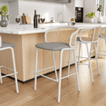 thumbnail image 2 of LeisureMod Ervilla Mid-Century Modern Wicker Bar Stool with Fabric Seat and White Powder Coated Steel Frame, Set of 2, 2 of 13
