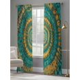 thumbnail image 4 of Teal Orange Sheer Curtains for Living Room Bedroom Ethnic Modern Abstract Geometric Sheer Curtains 96 Inch Long 2 Panels Set Light Filtering Curtain Window Treatments Drapes for Dining Room, 4 of 6
