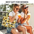 thumbnail image 5 of Large Capacity Tote Bag,Black White Gray Checker Sunflower Pattern Handbag Fashion Luxury Tote Bag,15.7"x13"x 5.1" Inches,Laptop Compatible, 5 of 6