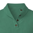 thumbnail image 6 of Short Sleeve Tops for Men Corduroy Knit Turn-Down Collar Henley Tee Shirt Solid Color Casual Summer T-shirts (S, Green), 6 of 6
