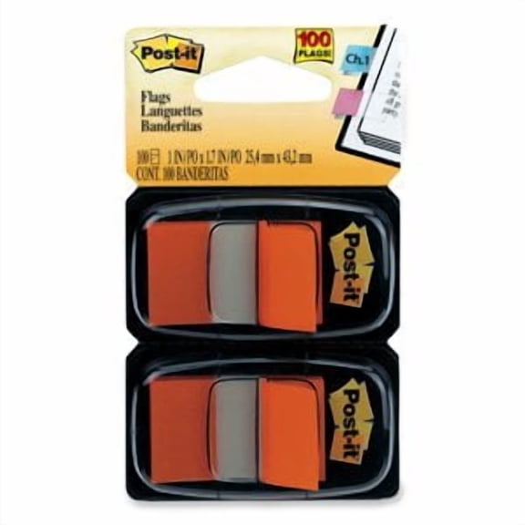 Post-it?« Flags, 1 Inch, Ideal For Marking and Flagging Paper Documents, Orange, 50 per Dispenser, Two Dispensers per Pack