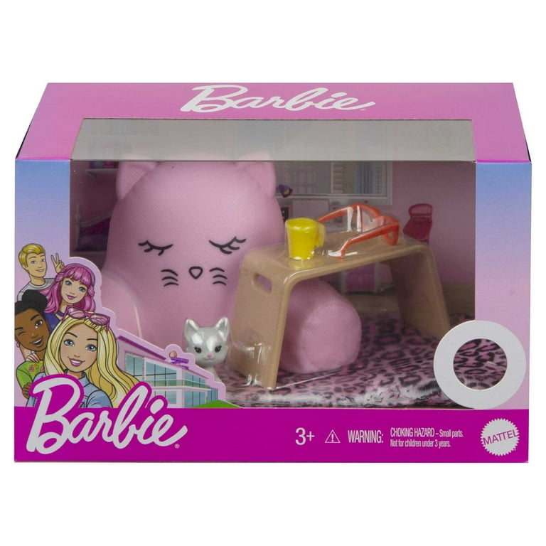 Barbie Doll Lounge Accessory Pack with 6 Pieces, Cozy Pillow, Blanket, Pet  Cat & More 