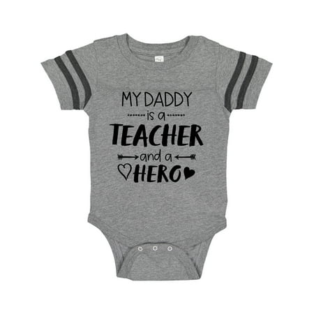 

Inktastic My Daddy is a Teacher and a Hero Gift Baby Boy or Baby Girl Bodysuit