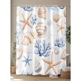 thumbnail image 4 of Shower Curtains Coral Starfish Shell Bath Curtain Marine Life Waterproof Bathroom Shower Curtain Set with Hooks Decoration 72 x 84 Inches, 4 of 7