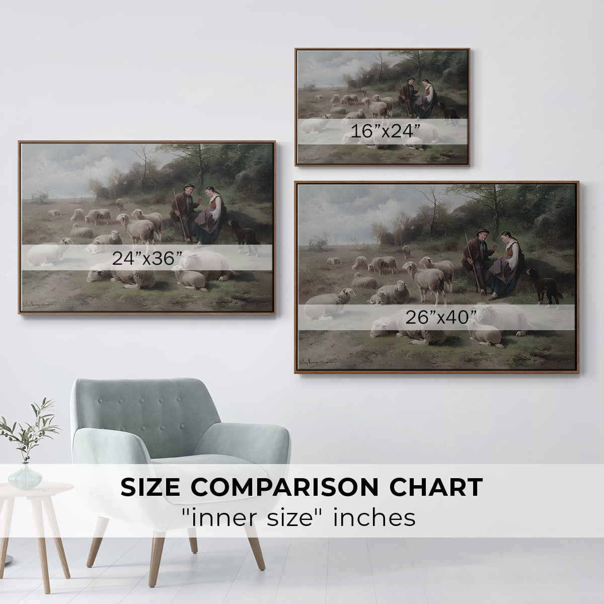 Vintage Landscape-CCLV By Wexford Home Framed in Walnut Wood Gallery Wrapped Canvas 27 in. x 41 in.