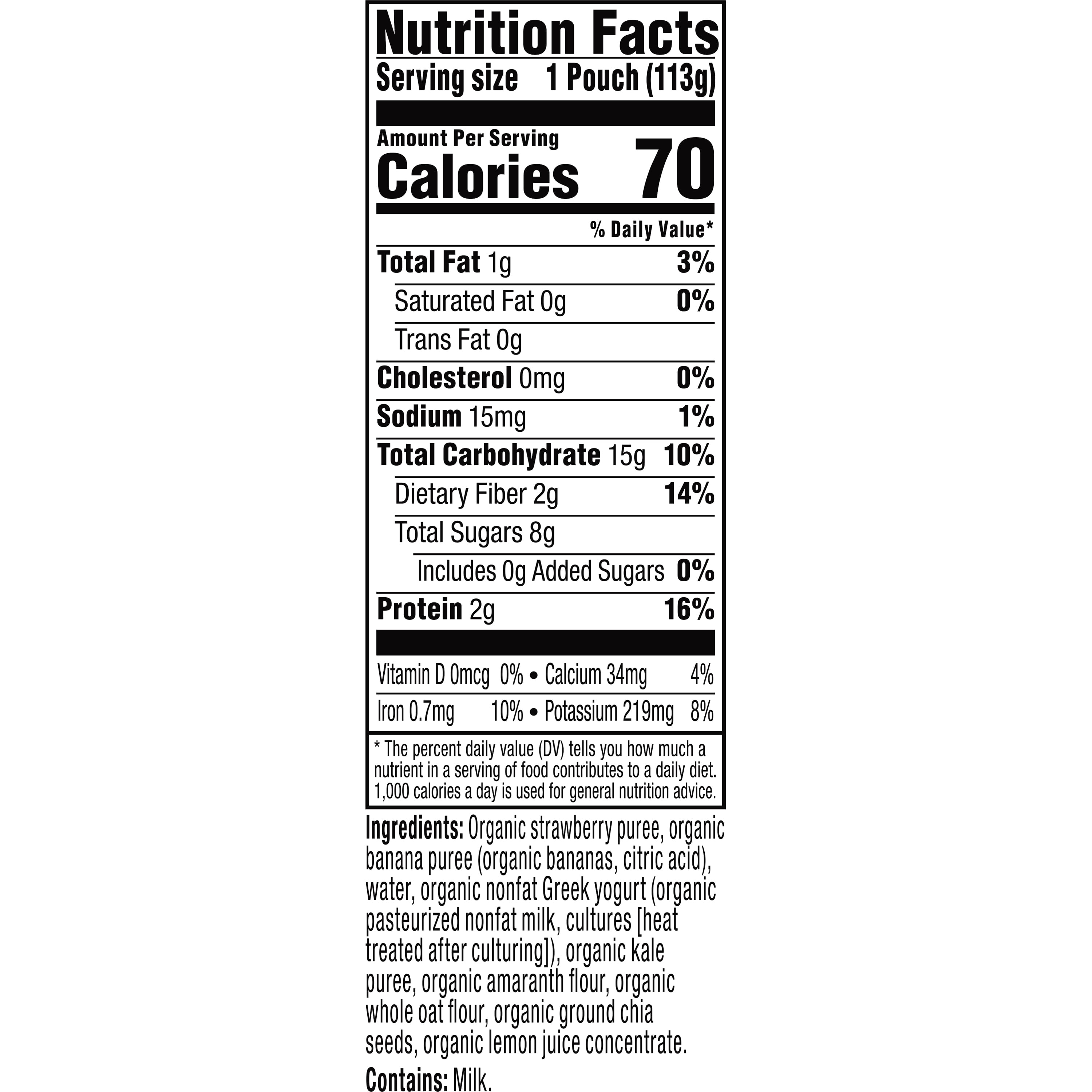 Plum Organics Mighty 4 Organic Toddler Food, Strawberry, Banana, Greek Yogurt, Kale, Amaranth, and Oat, 4 oz Pouch - Case of 12