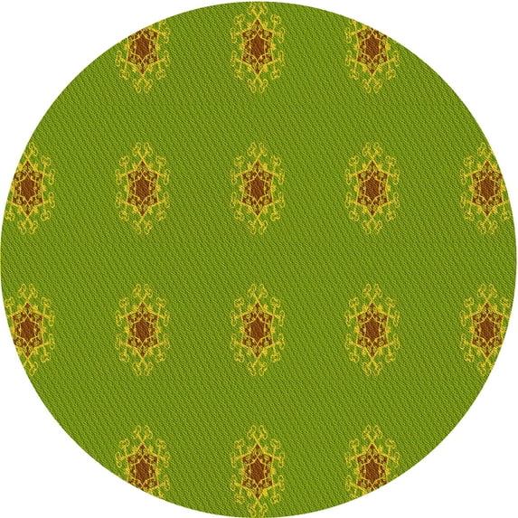 Ahgly Company Indoor Round Patterned Pistachio Green Area Rugs, 6' Round