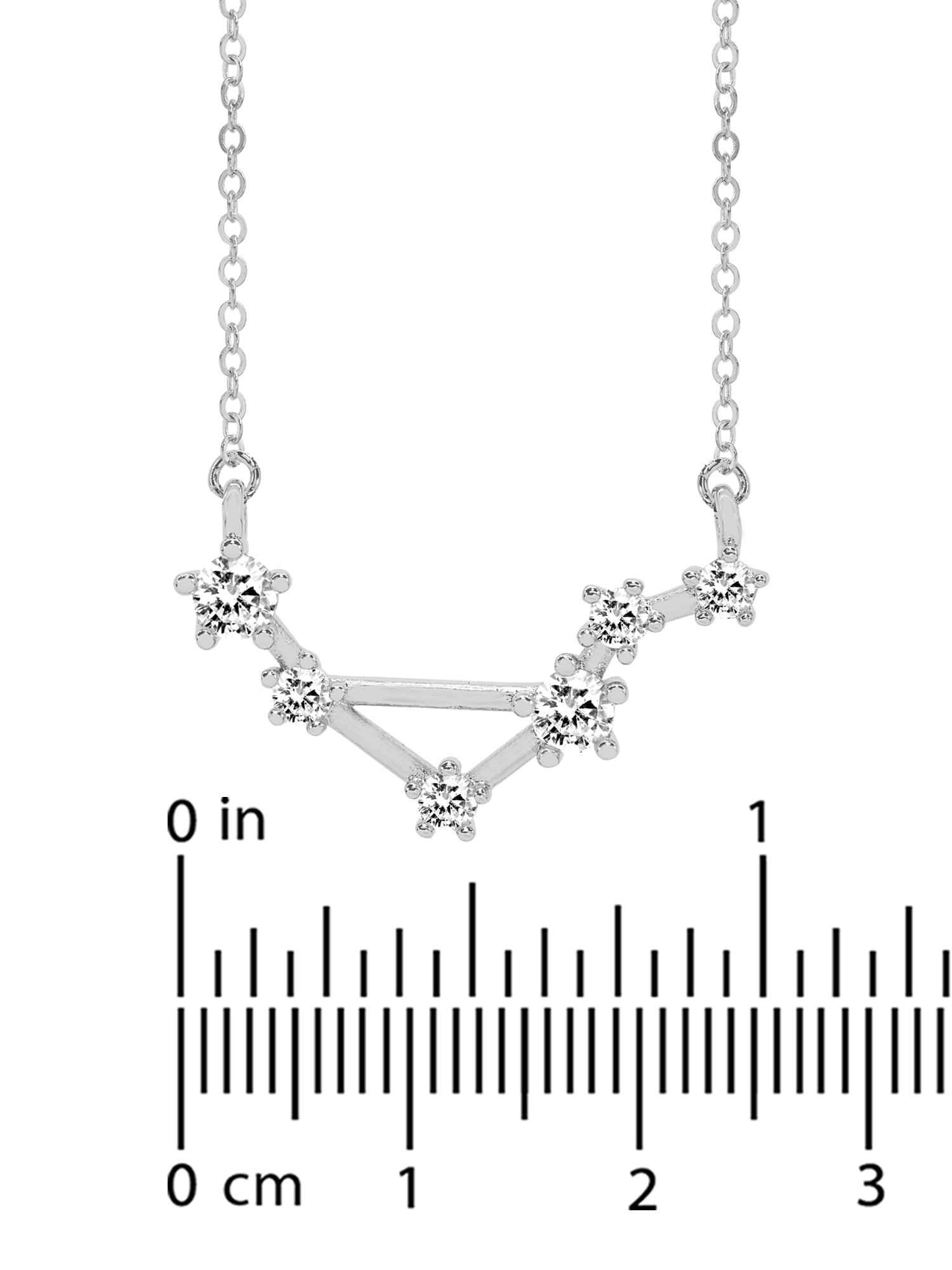 Personalized Constellation Necklace with Cubic Zirconia with 18-inch Link chain in Sterling Silver or 14K Gold Plated Sterling Silver