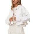 thumbnail image 1 of ZAXARRA Veste en Jean pour Femmes, Veste à Manches Longues avec Col Rabattu, Fermeture à Boutons, Étoiles, Veste d'Automne à Capuche, Mode Urbaine, 1 of 3