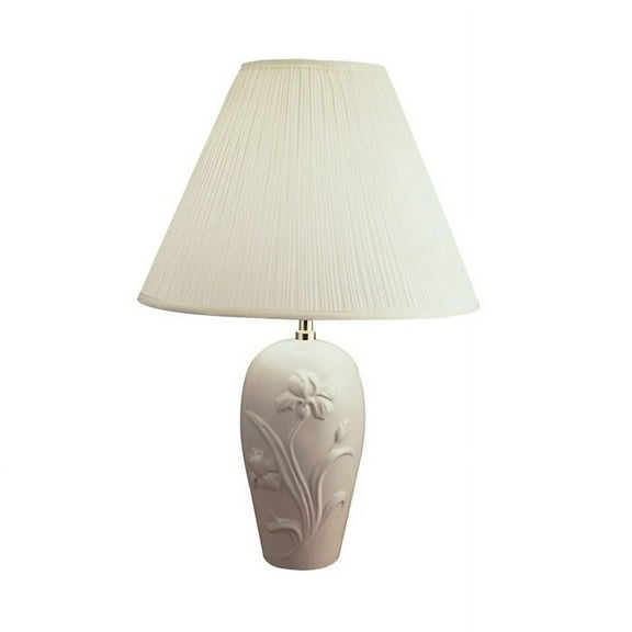 NEW Modern Ivory Ceramic Body Base with Color Matched Fabric Shade, Socket Switch, 26" Table Lamp 6119