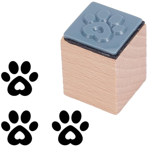 Wooden Rubber Stamp Paw Print Wooden Craft Stamp 1x1x1.2 Inch Mini Rubber Stamps Wood Stamping Tool for DIY Art and Craft Journals