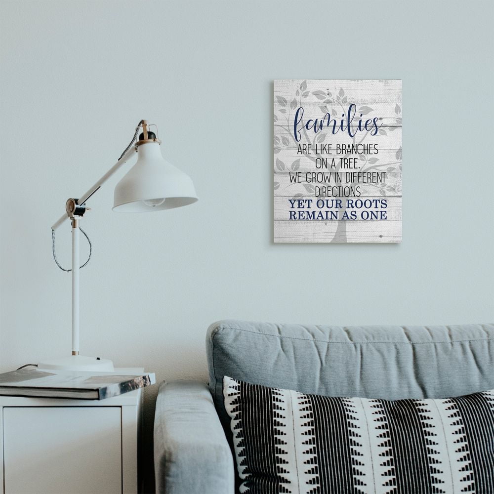 Stupell Industries Family Branches and Roots Phrase Tree Growth Inspiration Canvas Wall Art Design by Kim Allen, 16" x 20"