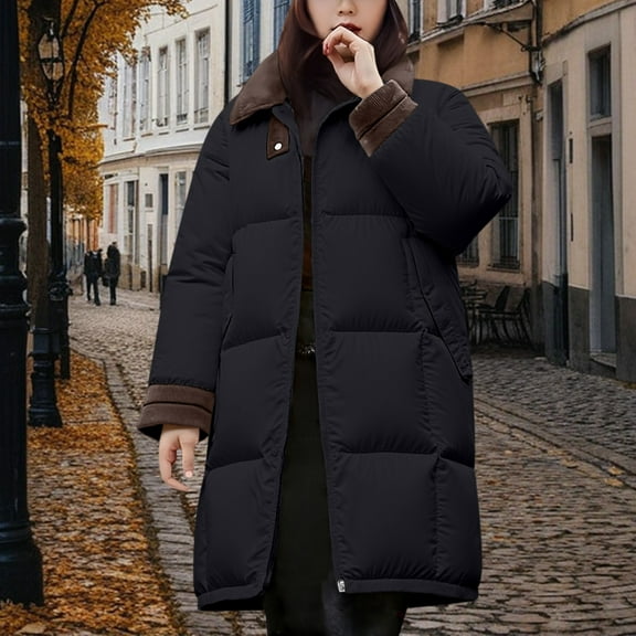 Pyhlmscde Women's Casual Mid Long Waisted Thick Warm Puffer Jacket, Winter Coats, Long Coat Women, Puffer Jacket Womens