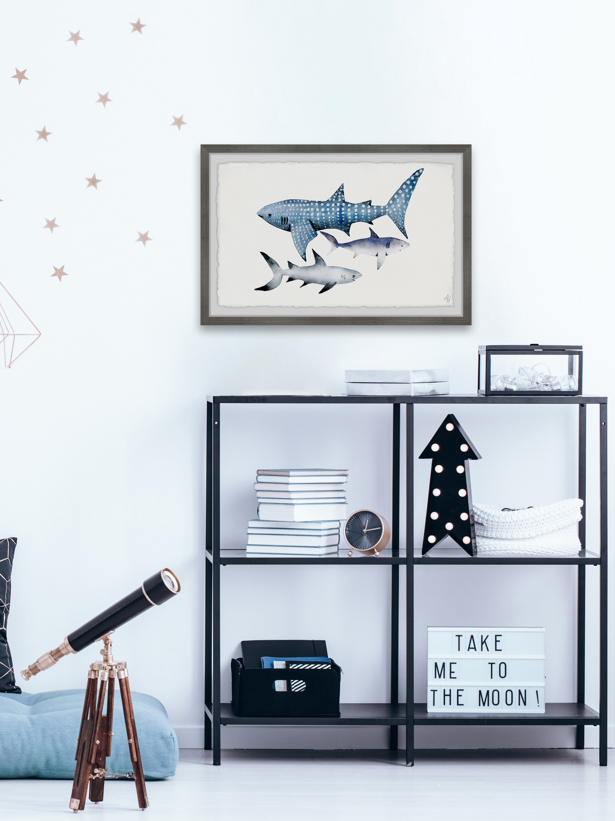 Marmont Hill Dotted Shark Framed Wall Art