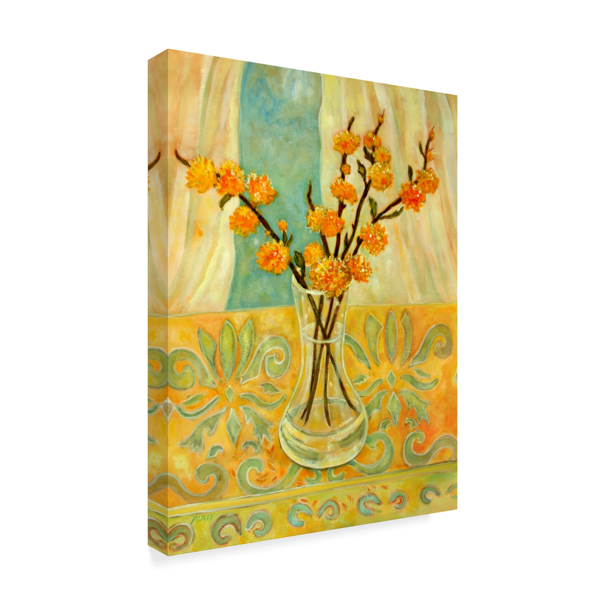 Trademark Fine Art 'Orange Blossom On A Lemon Cloth' Canvas Art by Lorraine Platt
