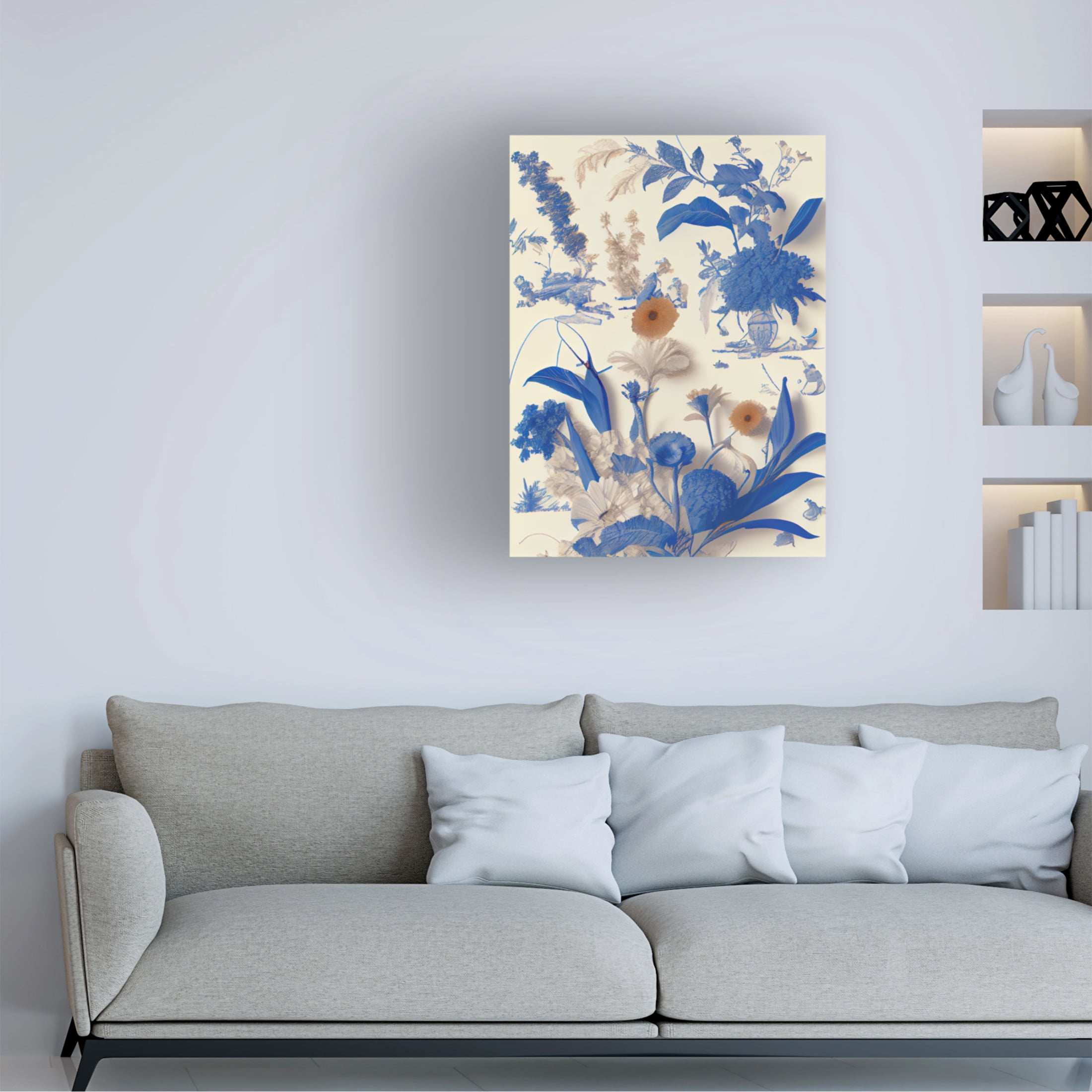 Canvas Wall Art - Sasha 'Living Toile III' Wall Art for Living Room, Bedroom, or Office Décor by Trademark Fine Art - 18 x 24 Inches