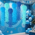 thumbnail image 7 of Set of 6 Hanging Jellyfish Paper Lanterns Blue Jellyfish Decor for The Sea Ocean Party, Mermaid Birthday Decoration, Baby Shower, Nautical Events (Blue), 7 of 7