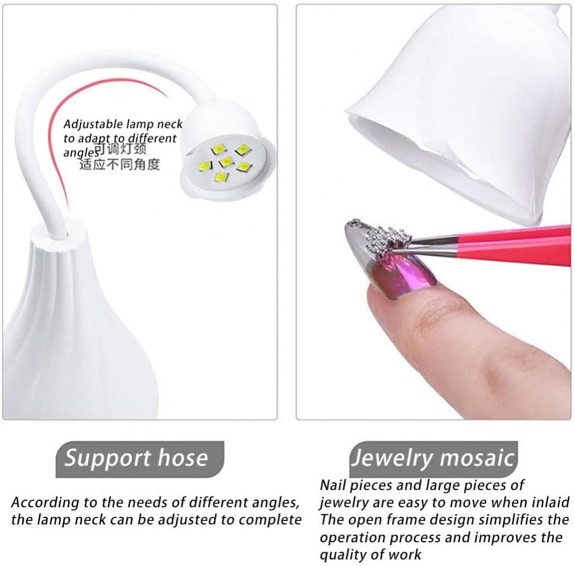 Nail Dryer Mini Nail Lamp Uv Led Nail Art Gel Dryer Quick Dry Nail Polish Curing Lamp Gooseneck Flash Cure Light with USB for Home DIY White Nail Lamp Manicure