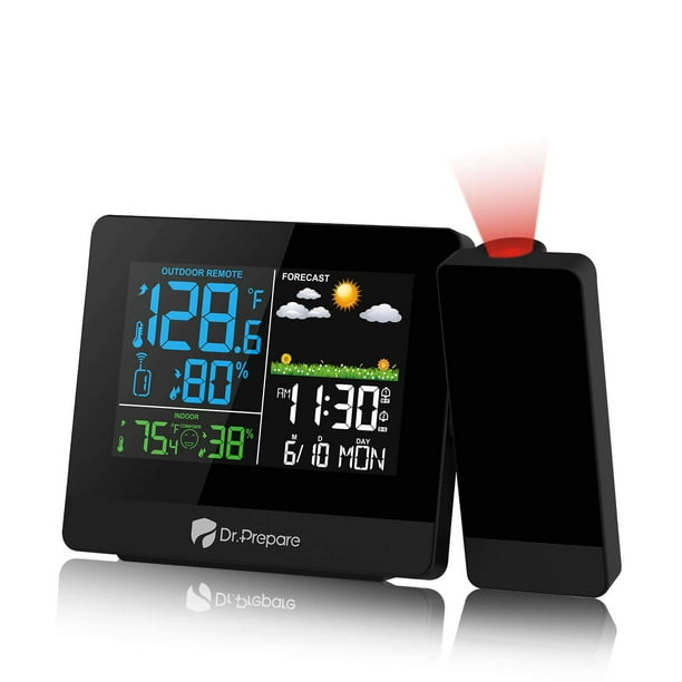 Reloj despertador de proyección DR.PREPARE con pantalla de temperatura