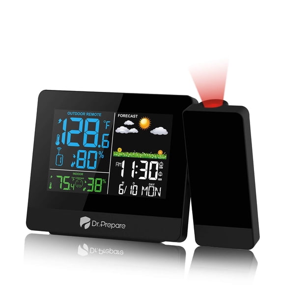 Reloj despertador de proyección DR.PREPARE con pantalla de temperatura
