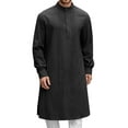 thumbnail image 2 of Men's Linen Kaftan Button Down Shirt, Long Sleeve Robe, Suitable for Casual & Holiday Wear, Various Sizes, 2 of 6