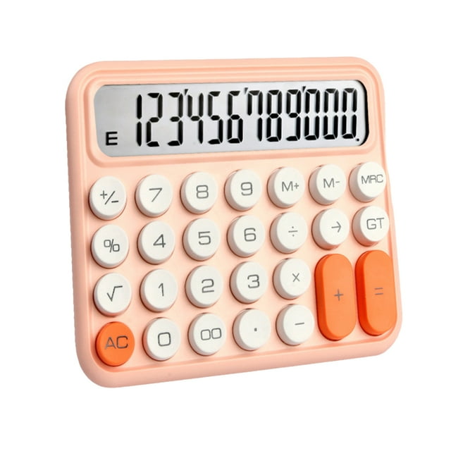 Zootealy Colorful Large Button Keyboard Calculator Office Mechanical Silent Calculator with 12-Digit LCD Display/15° Tilt/Non-Slip Base (1*AAA Powered) Pink - Battery Not Included