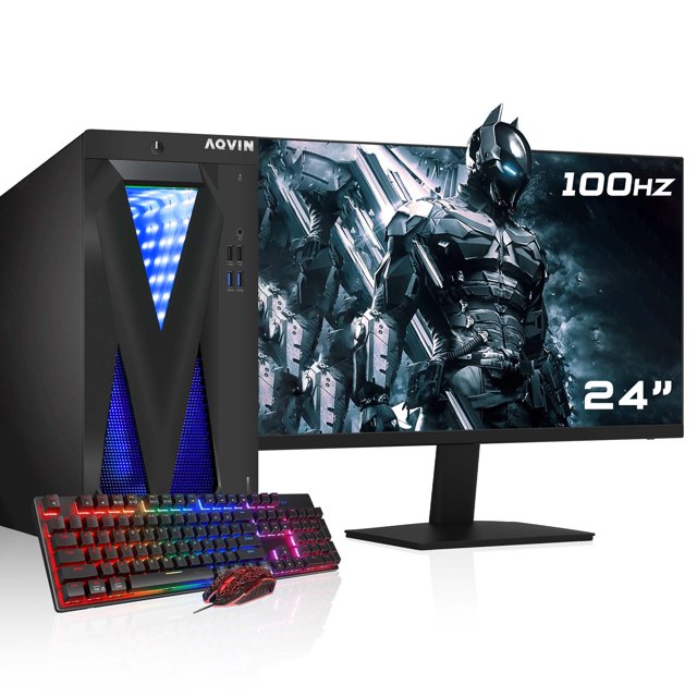 Tour de PC de Bureau Gaming Préassemblé AQVIN InfinityLite - NVIDIA GeForce GTX 1050 Ti - Intel i7 - 32 Go RAM - 1 To SSD - Windows 10 Pro - Nouveau Moniteur 24 Pouces (Reconditionné)