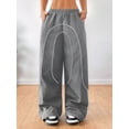thumbnail image 5 of Womens Parachute Pants Y2K Wide Leg Cargo Sweatpants Waist Jogger Pants with Pockets Gray L, 5 of 9